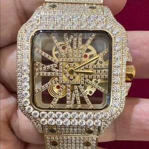 Gold and Moissanite Diamonds-Accented Watch